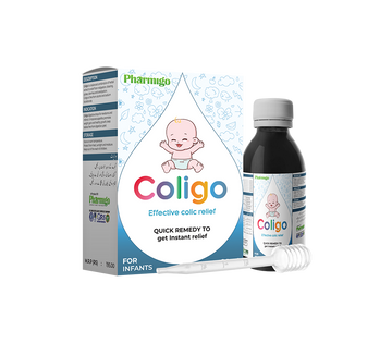 Coligo product packaging for infants on a white background