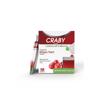 CRABY product packaging with cranberry illustration on a white background