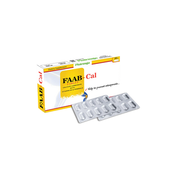 FAAB Cal supplement packaging with tablets on a white background