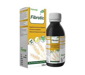 Fibrotic bottle and packaging on a white background