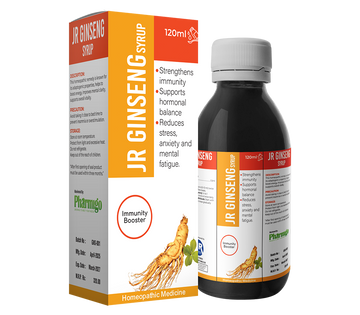 JR Ginseng syrup packaging and bottle on a white background