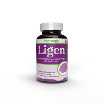 Bottle of Pharmigo Ligen supplement on a white background