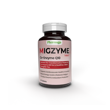 Bottle of Miczyme Co-Enzyme Q10 supplement on a white background