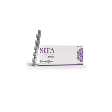 SIFA supplement packaging with tablets on a white background