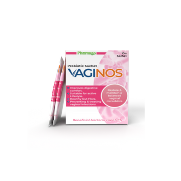 Vaginos probiotic sachet packaging on a white background